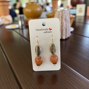 Artisan Gold and Orange Dangle Earrings
